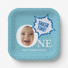 SCHMACH! Fun Baby Foto Collage Personalisiert Pappteller