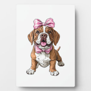 Schmachtlappen-Bow-Mastiff-Hund-Mama-Mädchen-Rosa Fotoplatte