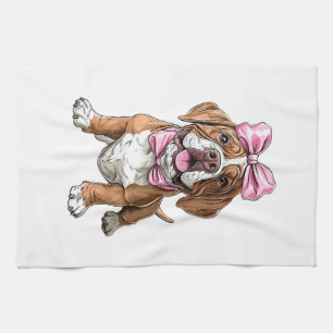 Schmachtlappen-Bow-Mastiff-Hund-Mama-Mädchen-Rosa Geschirrtuch