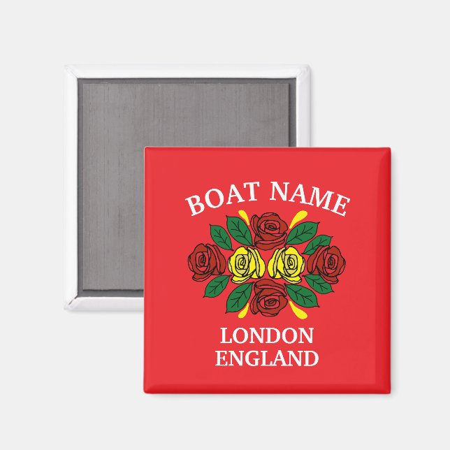 Schmalboot Roter Rosen Bootsname Folk Art Magnet (Vorderseite/Rückseite)