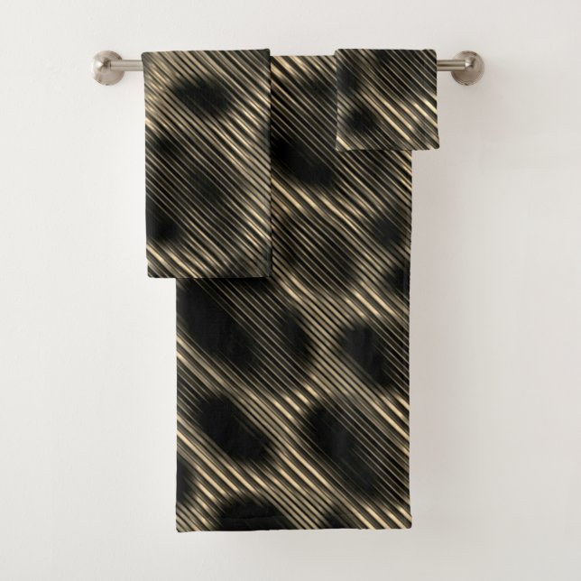 Schmale beige Streifen und seltsame dunkle Kreise Badhandtuch Set (Insitu)