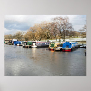 Schmale Boote Winter Higher Poynton Postcard Poster