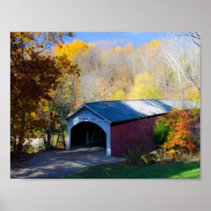 Schmale gedeckte Brücke Parke County, Indiana Poster