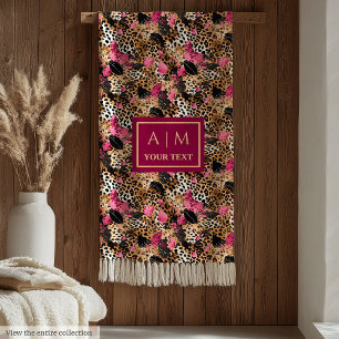 Schmale, rosa Leopardendecke Fleecedecke