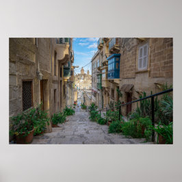 Schmale Steine Straße in Malta Poster