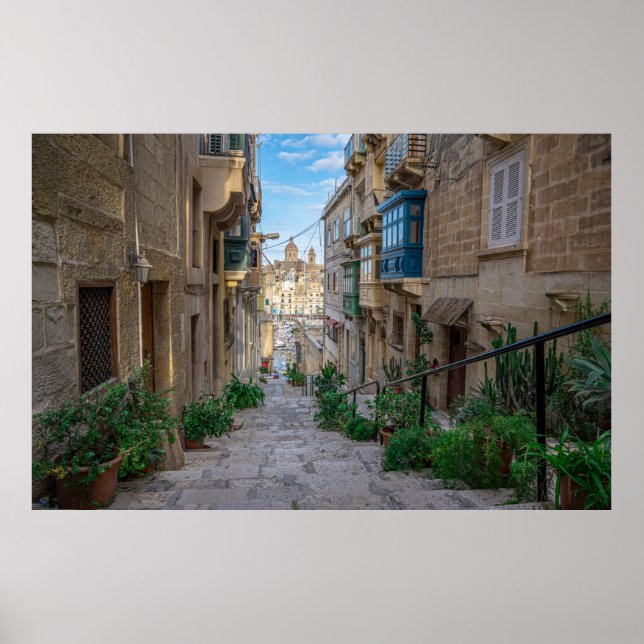 Schmale Steine Straße in Malta Poster (Vorne)