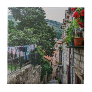 Schmale Steinstraße in Dubrovnik Canvas Print Fliese