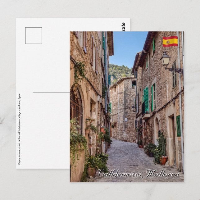 Schmale Straße im Dorf Valldemossa - Mallorca Postkarte (Vorne/Hinten)
