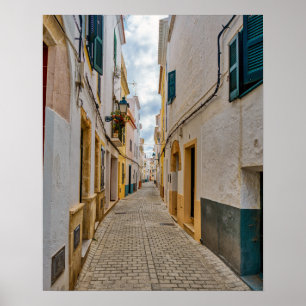 Schmale Straße in Ciutadella - Menorca, Spanien Poster