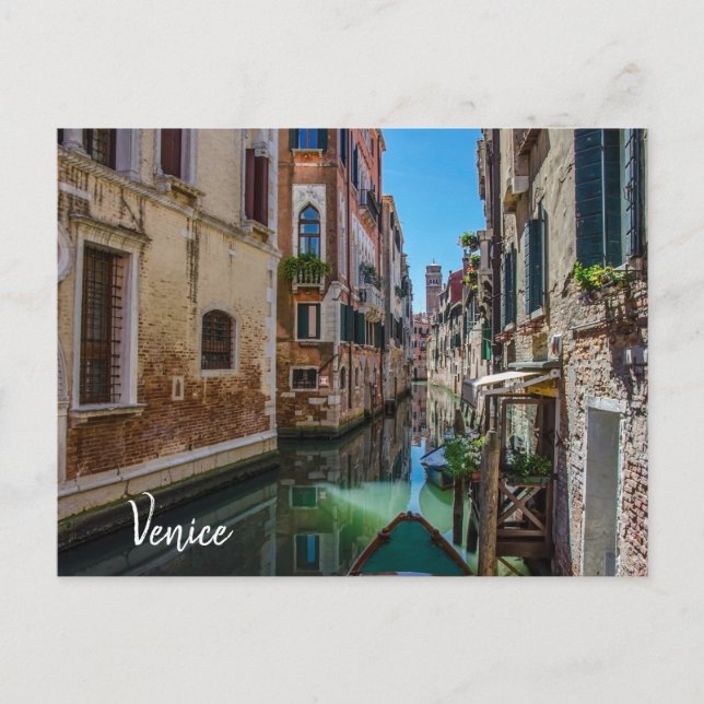 Schmale Straße mit Kanal in Venedig Postkarte (Vorderseite)