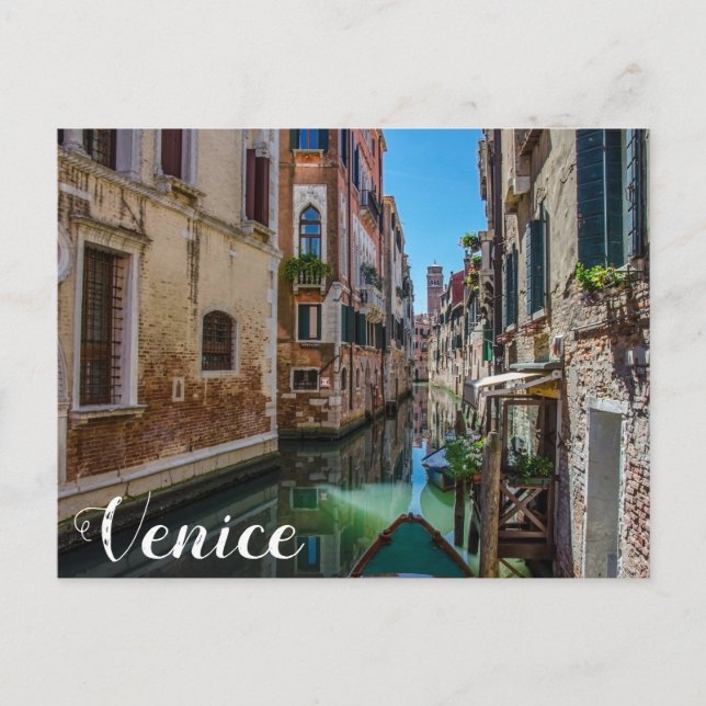 Schmale Straße mit Kanal in Venedig Postkarte (Vorderseite)