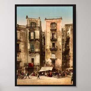 Schmale Straßen, Klassiker Photochrom Neapels, Poster