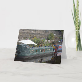 Schmales Boot und Garten mit Blumen Dankeskarte