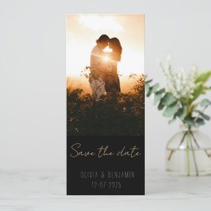 Schmales minimalistisches Save-the-Date mit 2 Foto Einladung