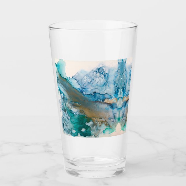 Schmelz Gletscher Alkohol Tinte Abstrakte Malerei Glas (Vorderseite)