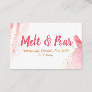 Schmelze und Pink Wasserfarbe Seife Kerze Sockel M Visitenkarte