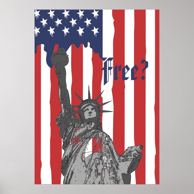 Schmelzen der amerikanischen Flaggenstatue der Fre Poster (Vorne)