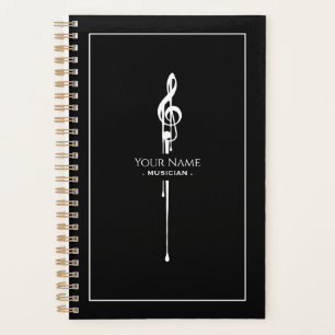Schmelzen Weiß Treble Clef Klasse Schwarz Planer