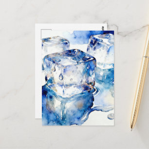 Schmelzende Eiswürfel Aquarell Postkarte