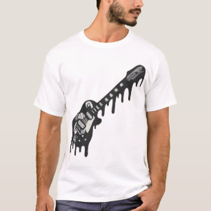 Schmelzende elektrische Gitarre tropfende Farbe Ro T-Shirt