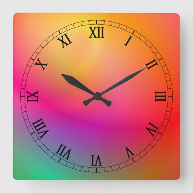 Schmelzende Regenbogen-Wanduhr Quadratische Wanduhr (Vorderseite)
