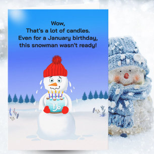 Schmelzender Schneemann Januar Geburtstag Steinboc Karte