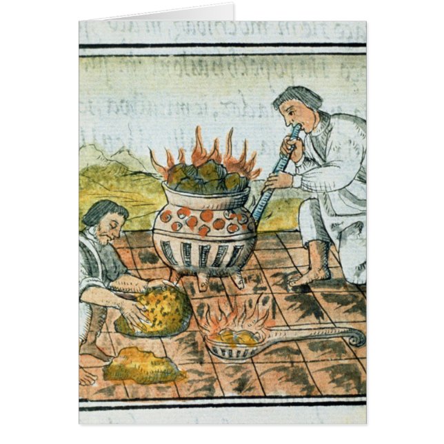 Schmelzendes und werfendes Gold im aztekischen (Vorne)