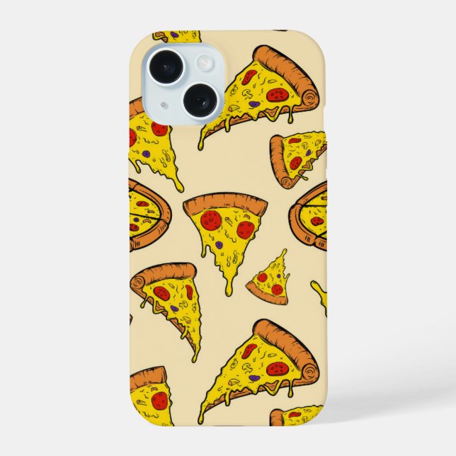 Schmelzkäse Pizza Muster iPhone 15 Hülle (Rückseite)