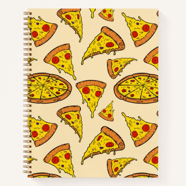 Schmelzkäse Pizza Muster Notizbuch (Vorderseite)