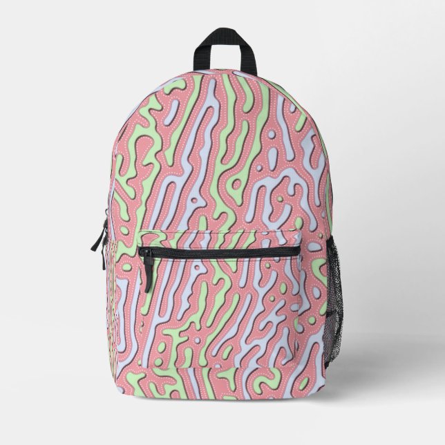 Schmelztes Kawaii Icecream - Rosa & Grün Bedruckter Rucksack (Vorderseite)