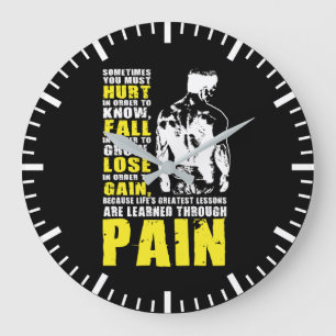 Schmerzen - Beste Lektionen - Gym Workout Motivier Große Wanduhr