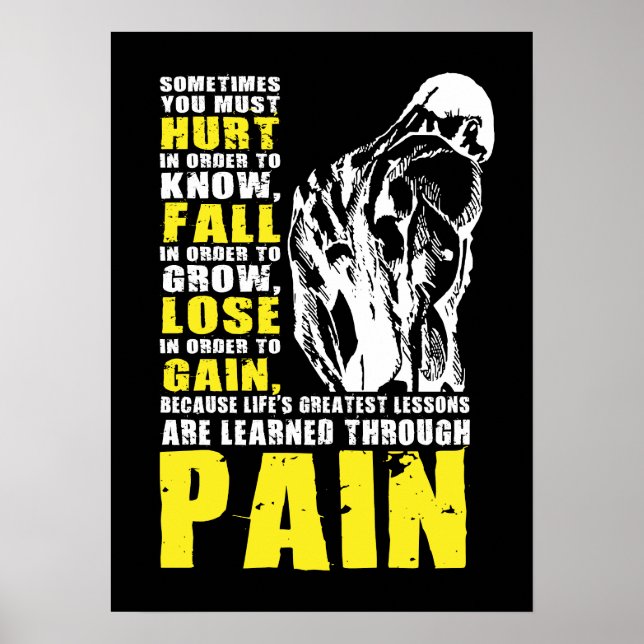 Schmerzen - Beste Lektionen - Gym Workout Motivier Poster (Vorne)