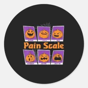 Schmerzskala Retro Halloween Nurenstufe und Schmer Runder Aufkleber