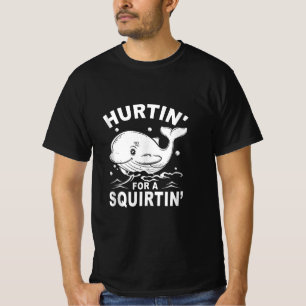 Schmerzt wegen eines spritzenden lustigen blauen W T-Shirt