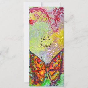SCHMETTERLING 3, hellrot gelb lila rosa glänzend Einladung