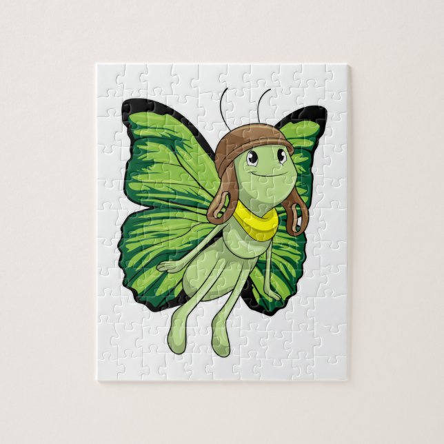 Schmetterling als Pilot mit Pilotenhut (Vertikal)