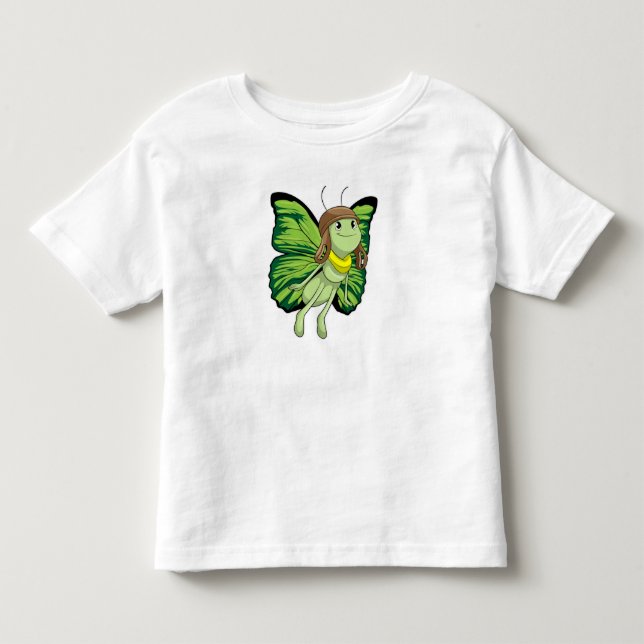 Schmetterling als Pilot mit Pilotenhut Kleinkind T-shirt (Vorderseite)