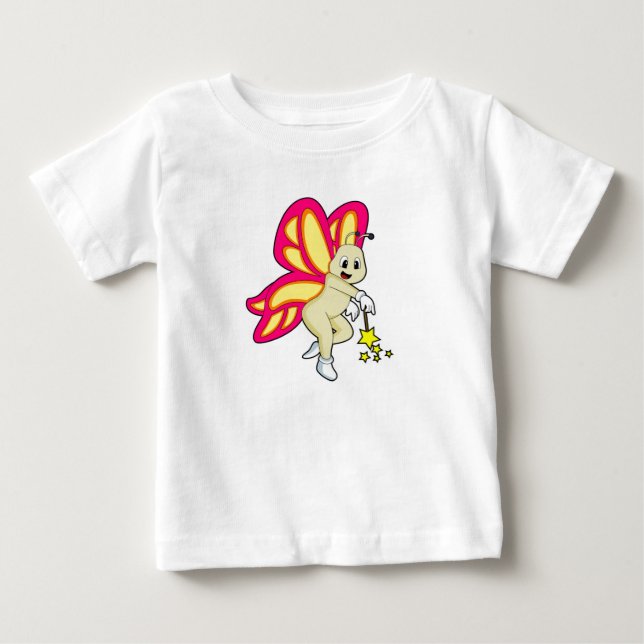 Schmetterling als Zauberer mit Zauberstab Baby T-shirt (Vorderseite)