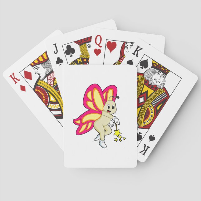 Schmetterling als Zauberer mit Zauberstab Spielkarten (Rückseite)