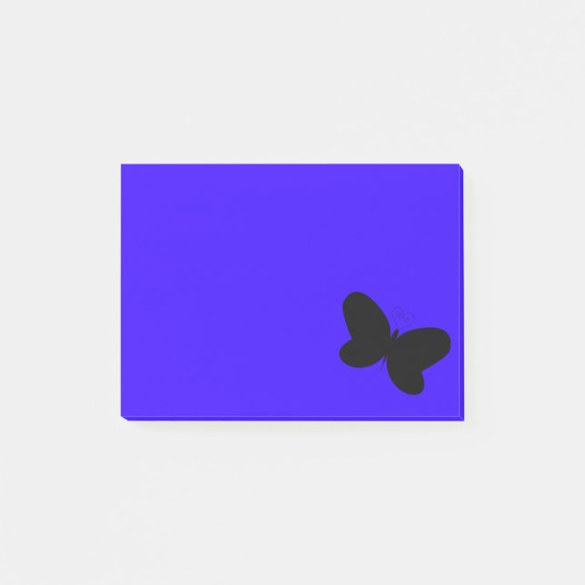 Schmetterling am blauen Post Post-it Klebezettel (Vorderseite)