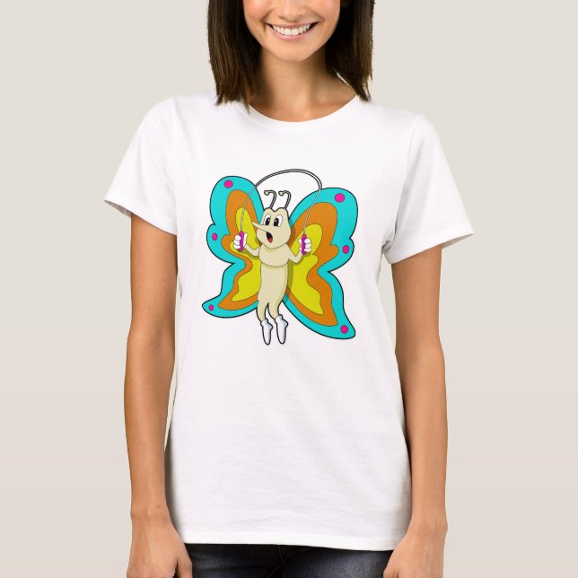 Schmetterling an der Springseil-Fitness T-Shirt (Vorderseite)