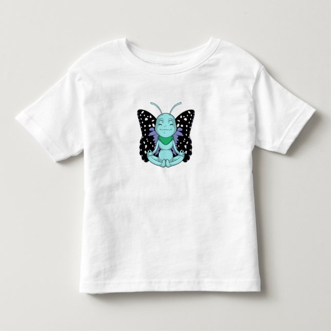 Schmetterling an Yoga-Stretching-Legen Kleinkind T-shirt (Vorderseite)