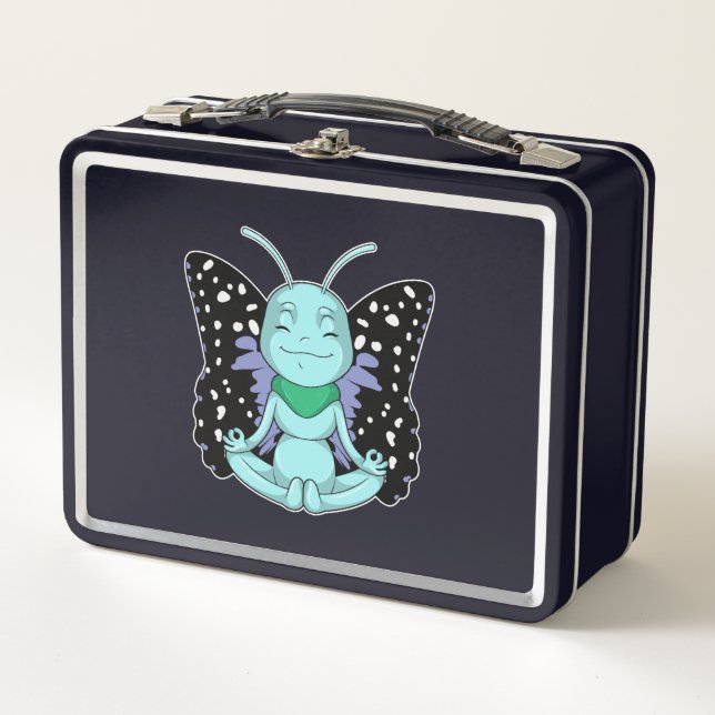 Schmetterling an Yoga-Stretching-Legen Metall Brotdose (Vorderseite)