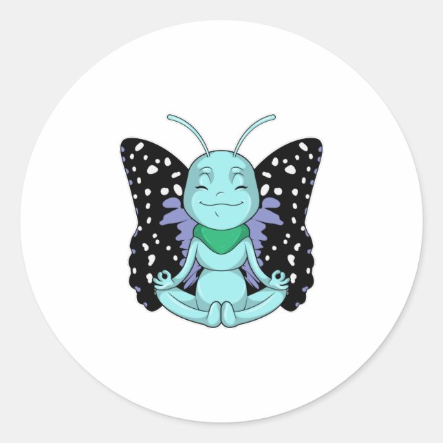Schmetterling an Yoga-Stretching-Legen Runder Aufkleber (Vorderseite)
