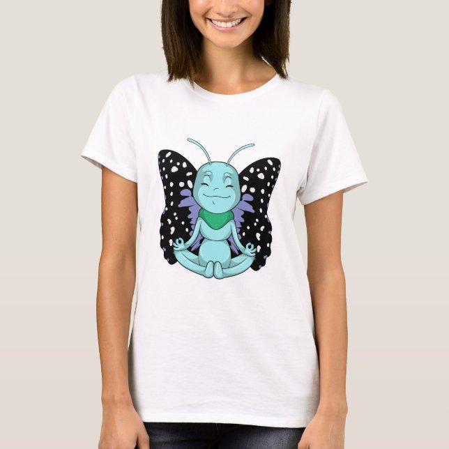 Schmetterling an Yoga-Stretching-Legen T-Shirt (Vorderseite)