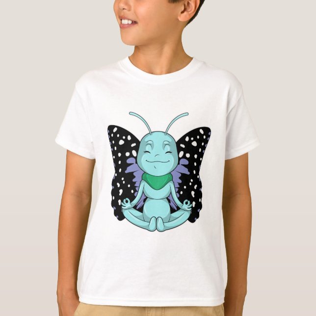 Schmetterling an Yoga-Stretching-Legen T-Shirt (Vorderseite)