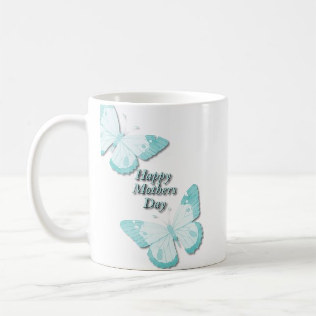 Schmetterling Aquamarin Kaffeetasse (Links)