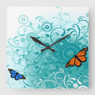 Schmetterling Art 2 Wanduhren und Zahlenoptionen