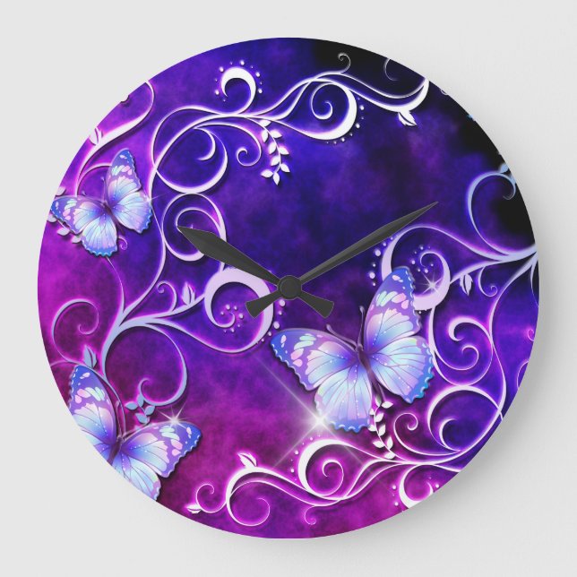 Schmetterling Art 3 Wanduhren und Zahlenoptionen (Vorderseite)