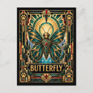 Schmetterling, Art Deco Wildlife Postkarte